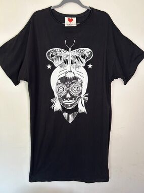 ZAZA Couture x Elita Patmalniece Sugar Skull Butterfly Black Tee One Size